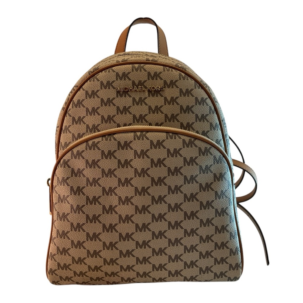 Michael Kors Backpack ABBEY Natural Acorn 38T9CAYB2V MK Logo Bag Medium Beige